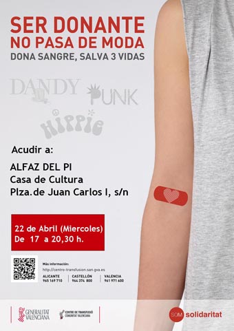 Sanidad_cartel donación sangre abril en casa cultura