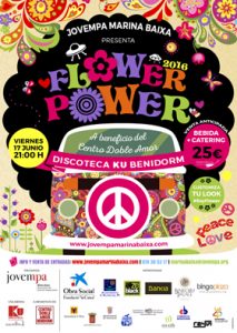 Cartel oficial Flower Power en beneficio del centro Doble Amor